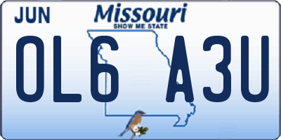 MO license plate OL6A3U