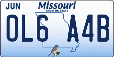 MO license plate OL6A4B