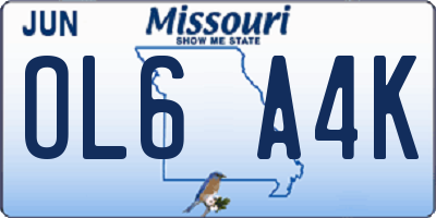MO license plate OL6A4K