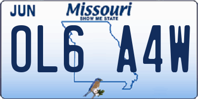 MO license plate OL6A4W