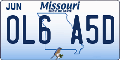 MO license plate OL6A5D