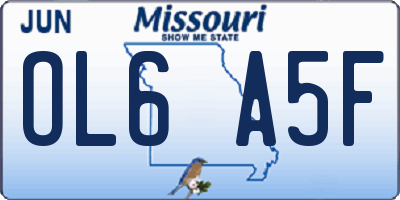 MO license plate OL6A5F