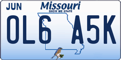 MO license plate OL6A5K