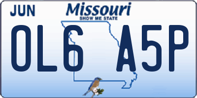 MO license plate OL6A5P