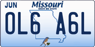 MO license plate OL6A6L