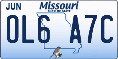 MO license plate OL6A7C