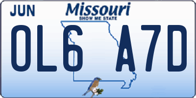 MO license plate OL6A7D