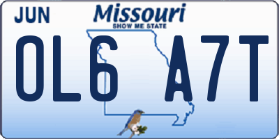 MO license plate OL6A7T