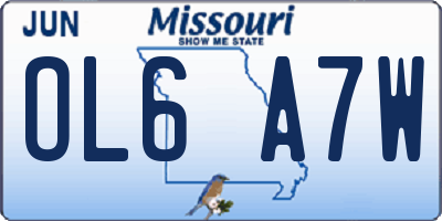 MO license plate OL6A7W