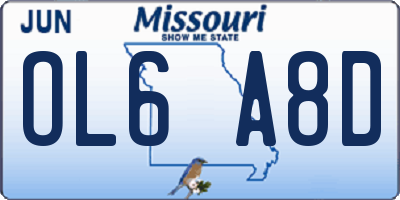 MO license plate OL6A8D