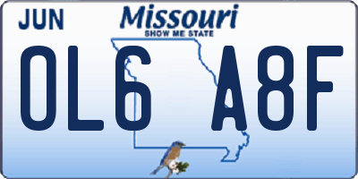 MO license plate OL6A8F