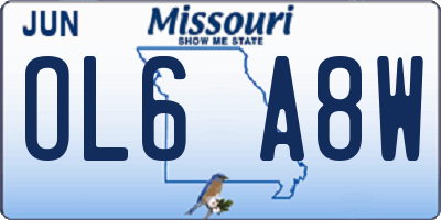 MO license plate OL6A8W