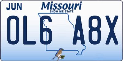 MO license plate OL6A8X