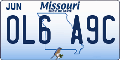 MO license plate OL6A9C