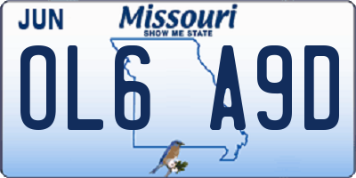 MO license plate OL6A9D