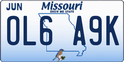 MO license plate OL6A9K
