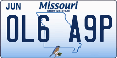 MO license plate OL6A9P
