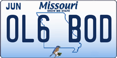 MO license plate OL6B0D