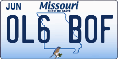 MO license plate OL6B0F