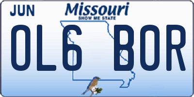 MO license plate OL6B0R