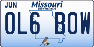 MO license plate OL6B0W