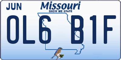 MO license plate OL6B1F