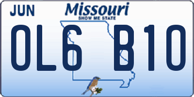 MO license plate OL6B1O