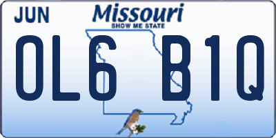 MO license plate OL6B1Q