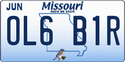 MO license plate OL6B1R