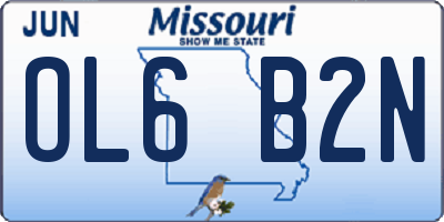 MO license plate OL6B2N