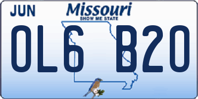 MO license plate OL6B2O
