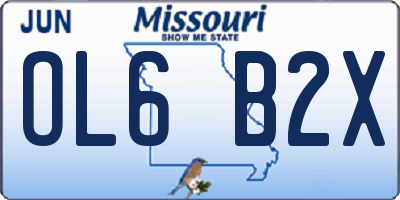 MO license plate OL6B2X
