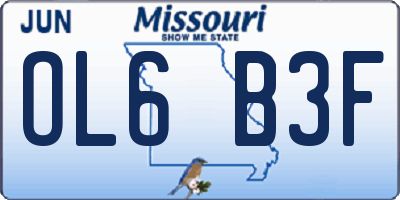 MO license plate OL6B3F