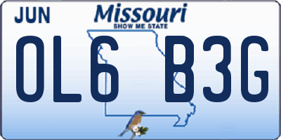 MO license plate OL6B3G