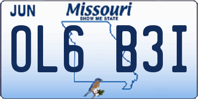 MO license plate OL6B3I