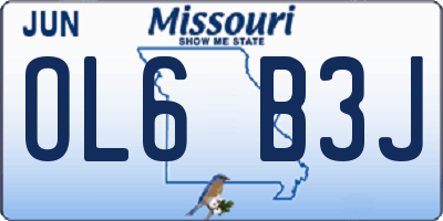 MO license plate OL6B3J