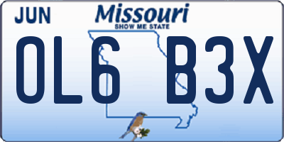 MO license plate OL6B3X
