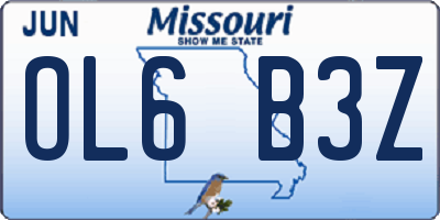 MO license plate OL6B3Z