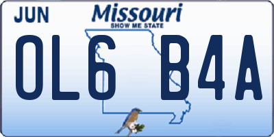 MO license plate OL6B4A
