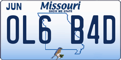 MO license plate OL6B4D