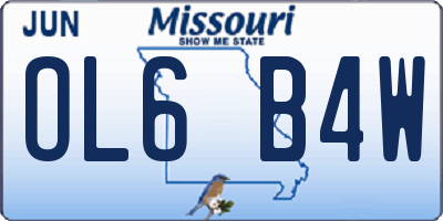 MO license plate OL6B4W
