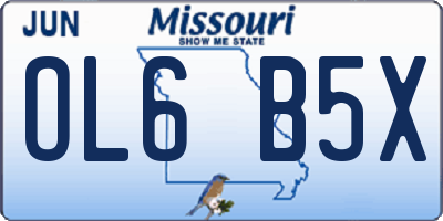 MO license plate OL6B5X