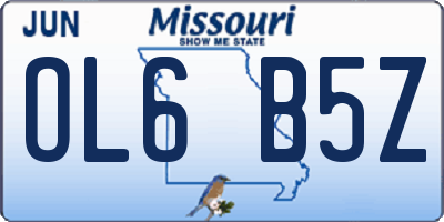 MO license plate OL6B5Z