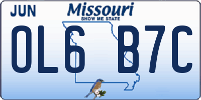 MO license plate OL6B7C