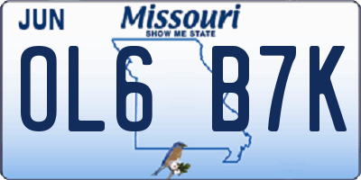 MO license plate OL6B7K