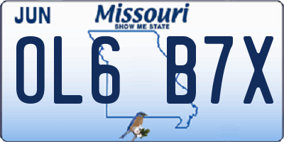 MO license plate OL6B7X