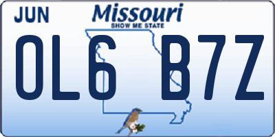 MO license plate OL6B7Z
