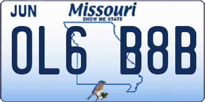 MO license plate OL6B8B