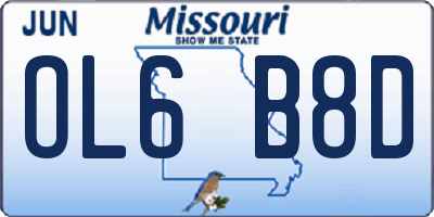 MO license plate OL6B8D