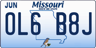 MO license plate OL6B8J